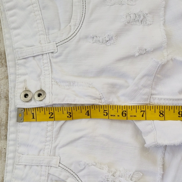 Bongo Distressed Ripped Shortie Jean Shorts Junior 5 White - Picture 14 of 16